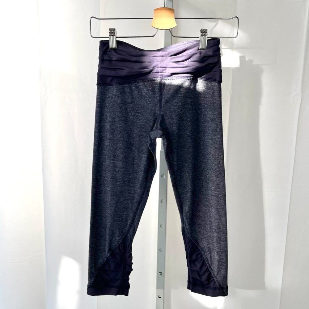 Lululemon 6 Capri Crop Leggings Pleated Waist Ruched Hem Heather Purple